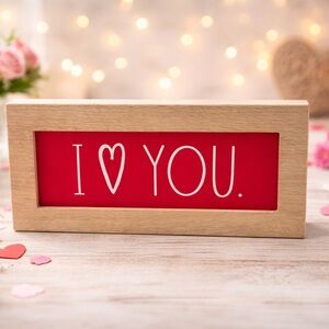 NEW Rae Dunn Valentine Sign “I ❤️ YOU” | 10x5x2 Wood Decor